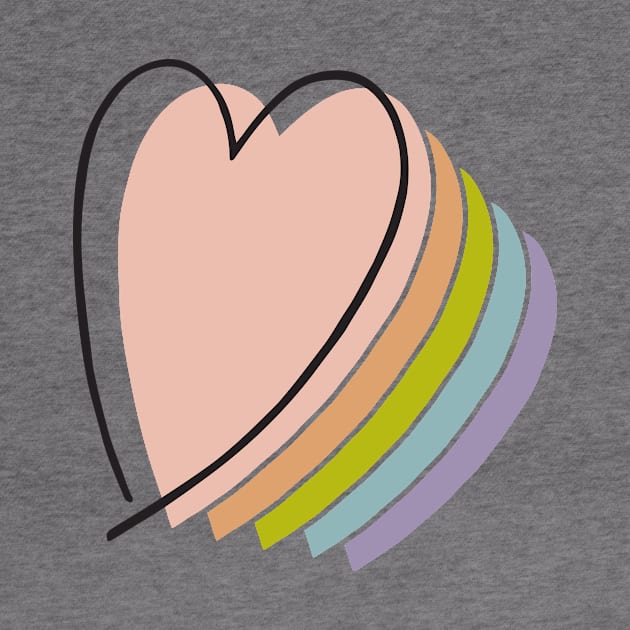 boho rainbow heart design line art heart by B*Shoppe